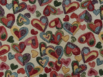 Gobelinstoff Herzen Beige Bunt Nr 4914